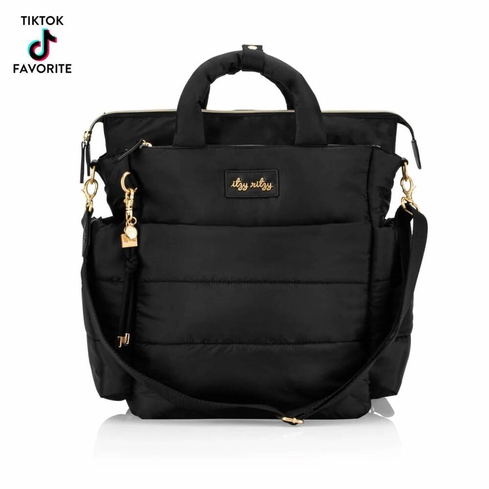 NEW ITZY RITZY women's dream convertible diaper bag in midnight black